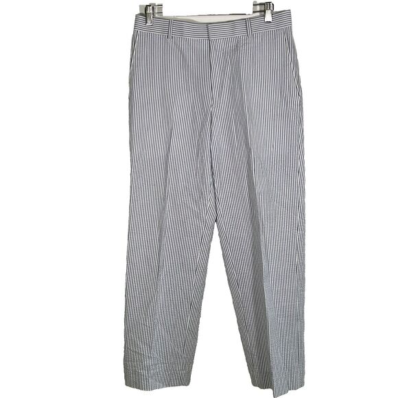 Haspel Seersucker Oxford Plain Front Pants Size 32 RW Blue White Stripe Preppy - Picture 1 of 6
